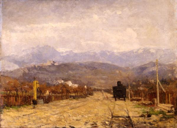 Eugenio Gignous Paesaggio con treno France oil painting art